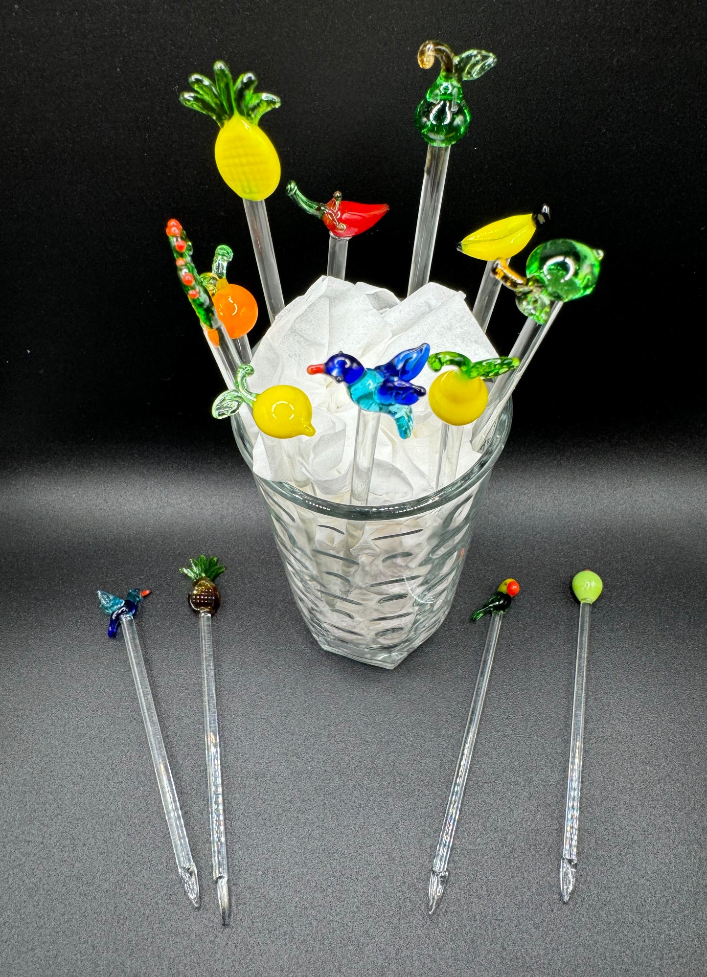 Glass Blown Cocktail Stirrers