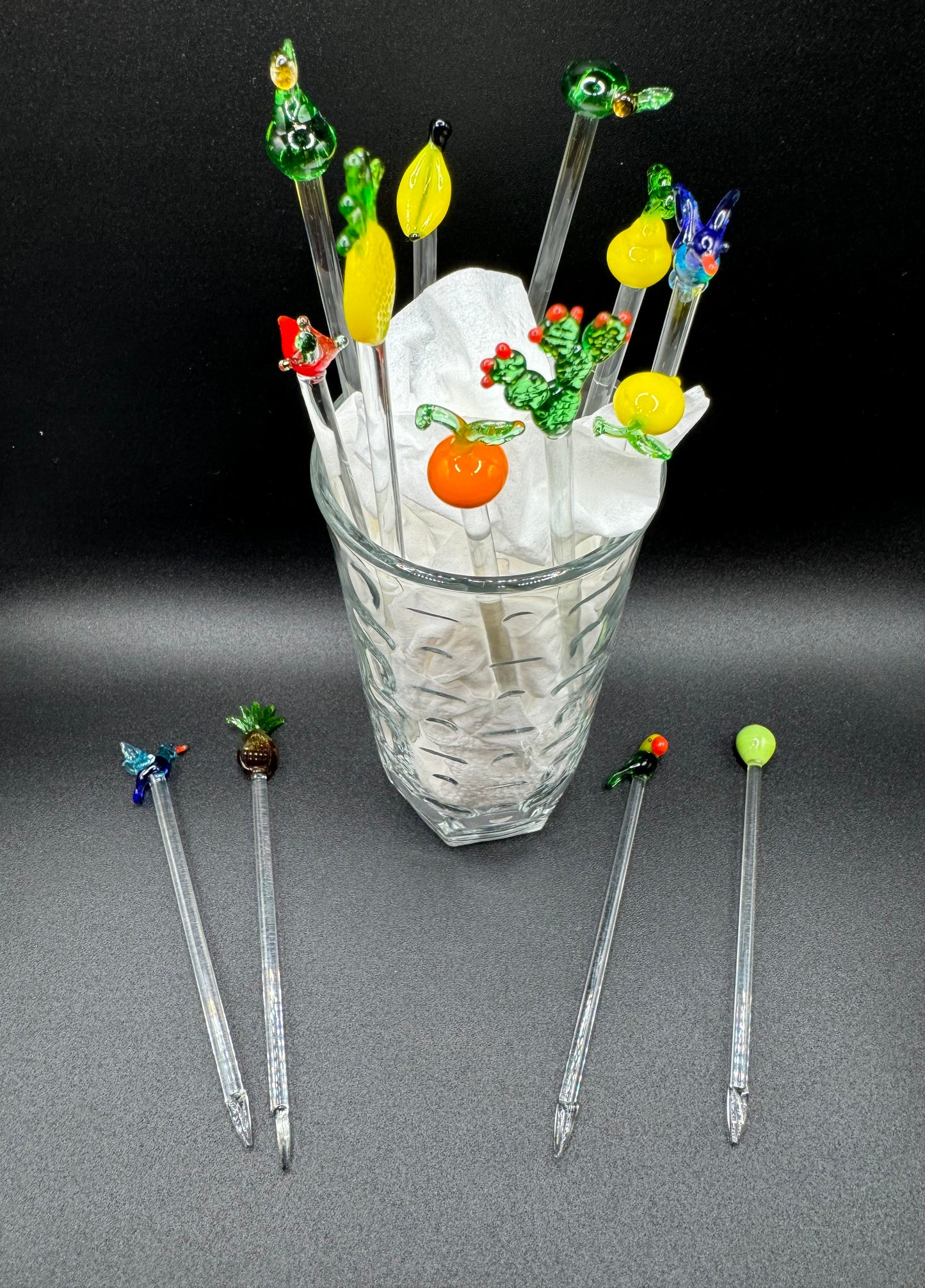 Glass Blown Cocktail Stirrers