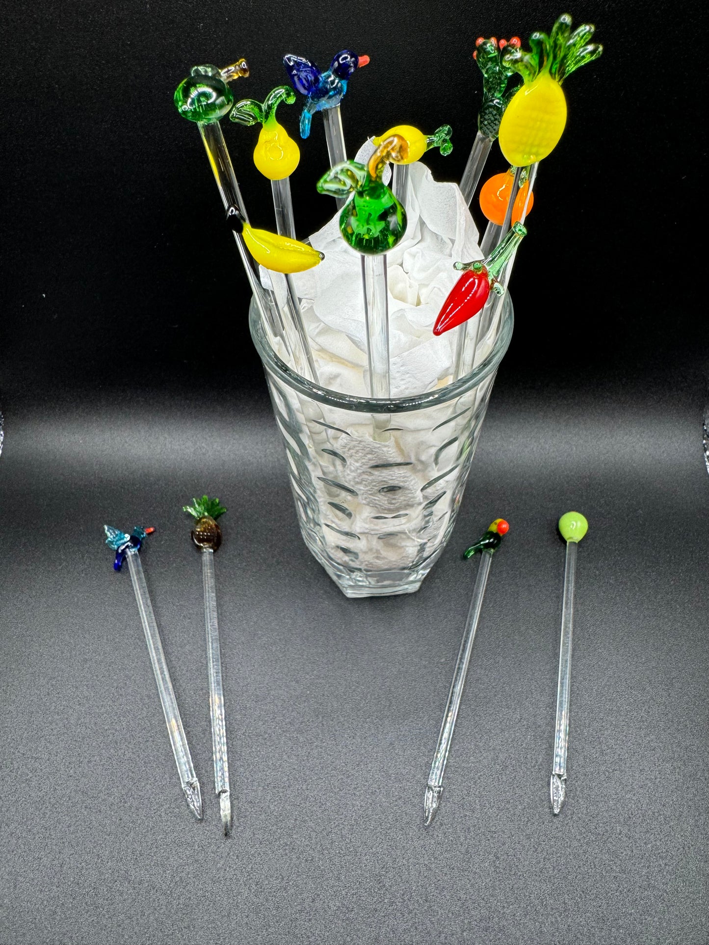 Glass Blown Cocktail Stirrers